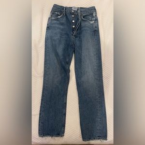 Agolde Riley High Rise Button Fly Straight Crop Jeans